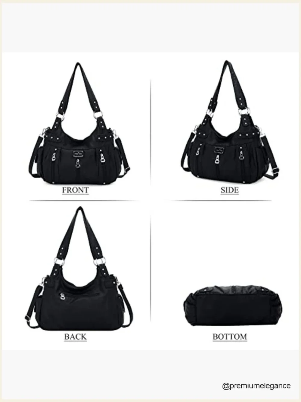 Washed Faux Leather Crossbody Hobo Satchel Shoulder Handbag Tote Purse